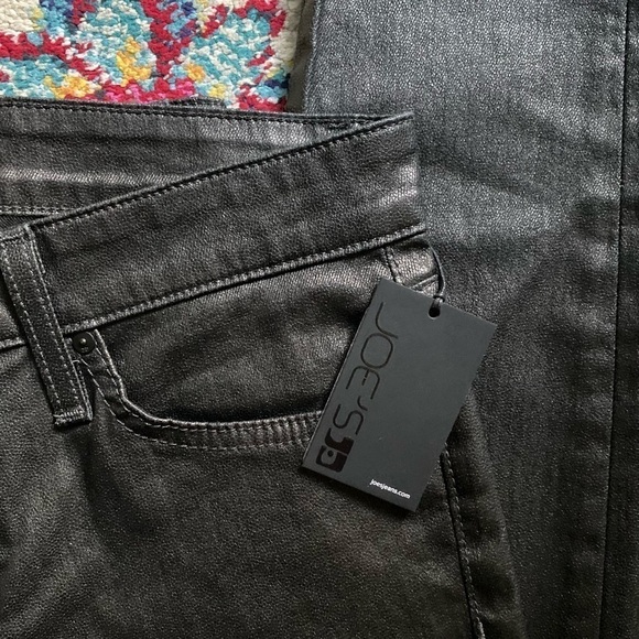 Joe’s New Gunmetal Leather Coated Jeans Wome’s Size 28 Mid Rise Skinny NWT - Picture 6 of 10